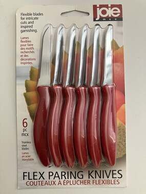 Joie 6-Piece Flex Paring Knives Set, Red Stainless Steel Blades